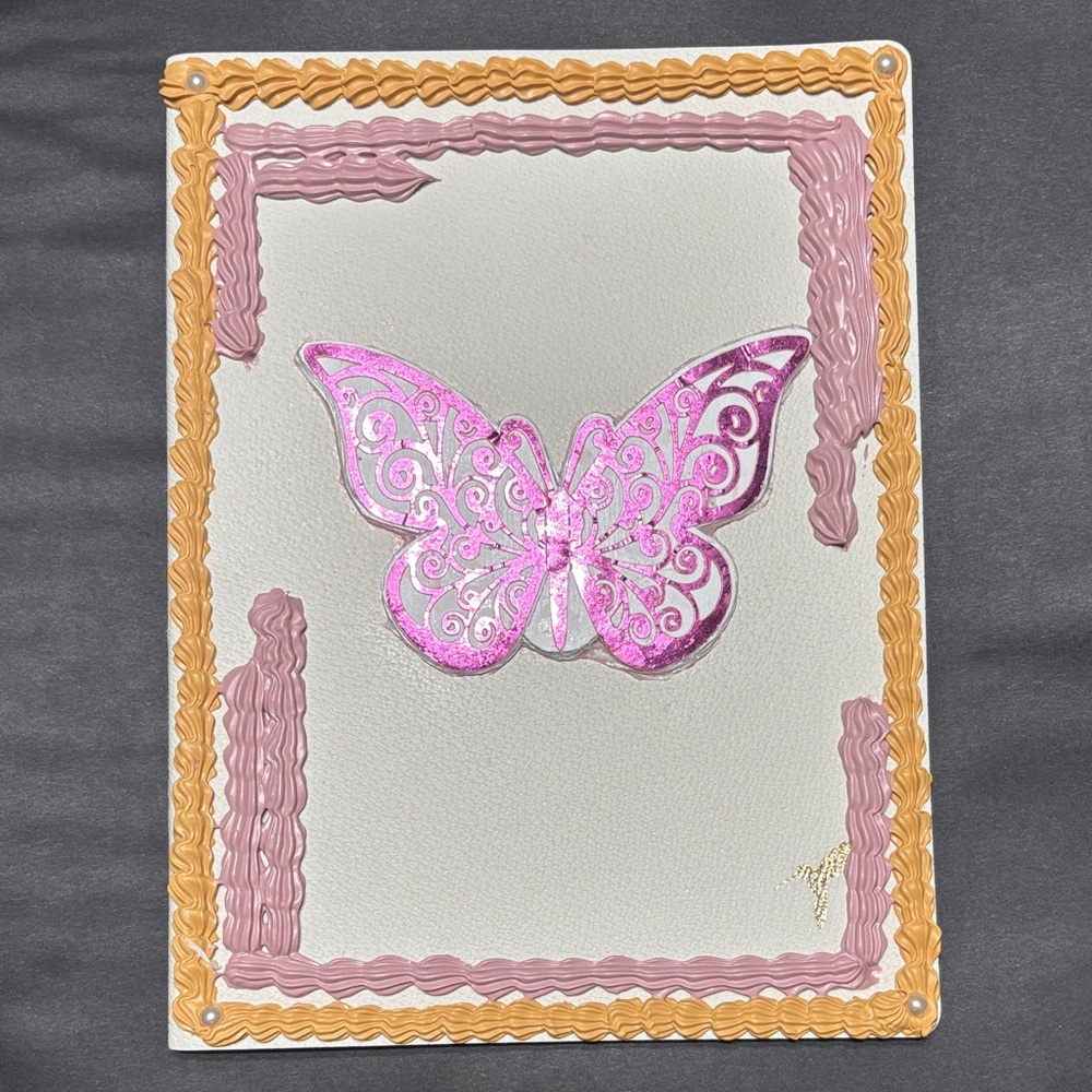 Pink Butterfly Decoden Journal (handmade)